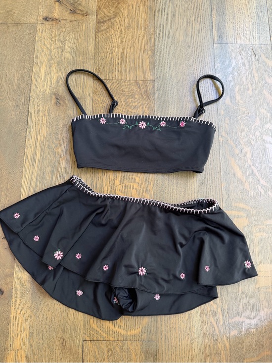 Frankie's Bikinis Other - Frankie's Bikinis Black Floral-Embroidered Bandeau Set